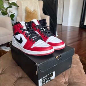 Air Jordan 1 Mid White and Red-Black